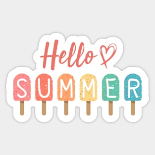 Hello Summer Vacation Ice Cream Popsicle Ice Lolly Sticker